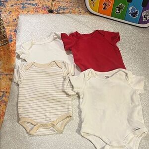 Cozy Red and White Baby Bodysuit Set